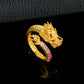 S925 Sterling Silver Gold-Plated Dragon Zodiac Open Ring, Style - Photo 3