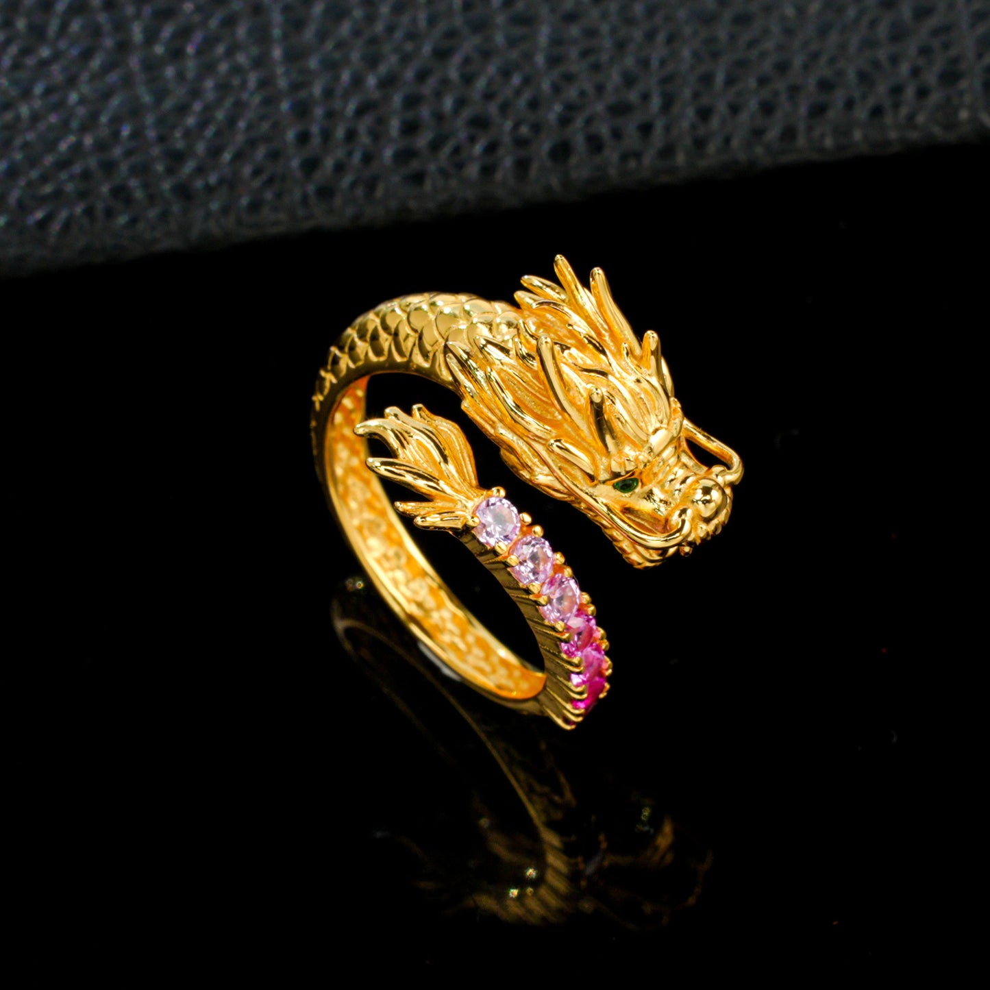 S925 Sterling Silver Gold-Plated Dragon Zodiac Open Ring, Style - Photo 3