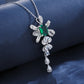 S925 Sterling Silver Lab Emerald Bowknot Tassel Teardrop Necklace, for Women - Photo 4