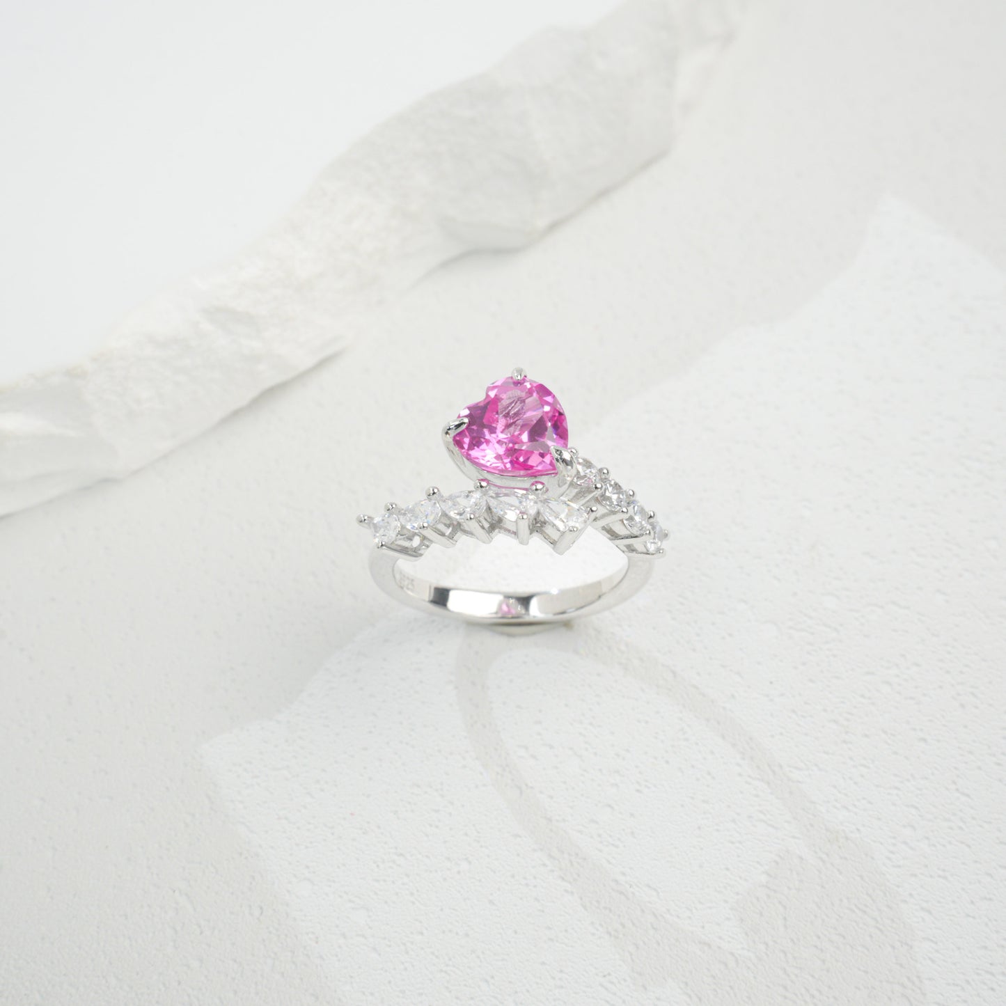 925 Sterling Silver Lab Padparadscha Ring, Vintage Luxurious - Photo 3