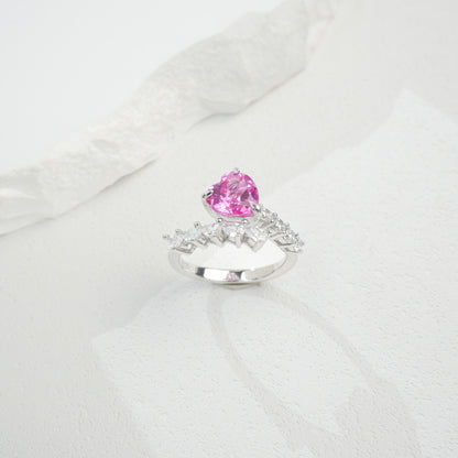 925 Sterling Silver Lab Padparadscha Ring, Vintage Luxurious - Photo 3