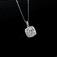 Rounded Square Halo Pendant S925 Silver 4-Claw Centre Full-Diamond Frame, Gift Jewellery - Photo 2