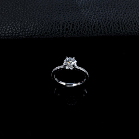 S925 Silver Lab Diamond Ring, Classic Full Diamond - Photo 3