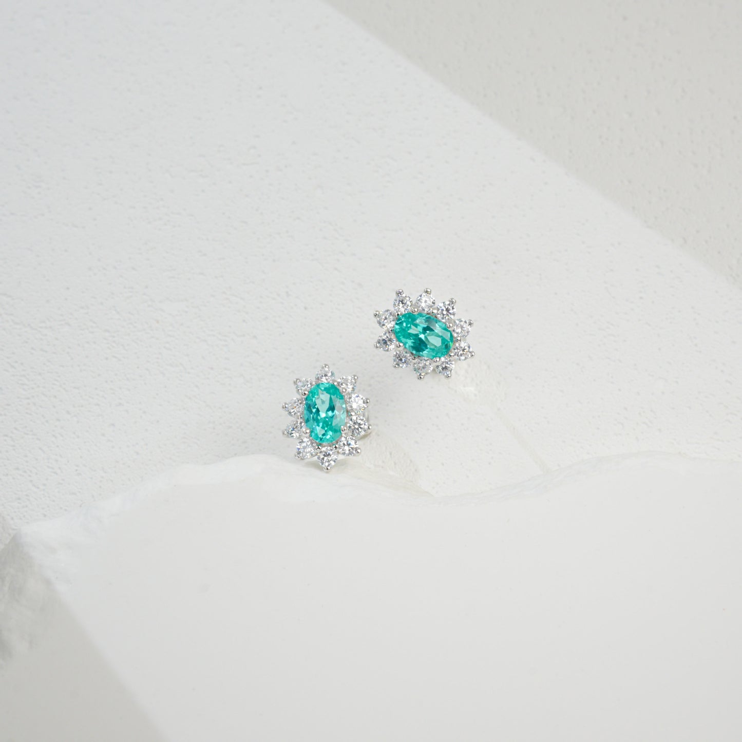 S925 Sterling Silver Paraiba Colour Tsavorite Earrings, Simple Versatile Premium - Photo 2