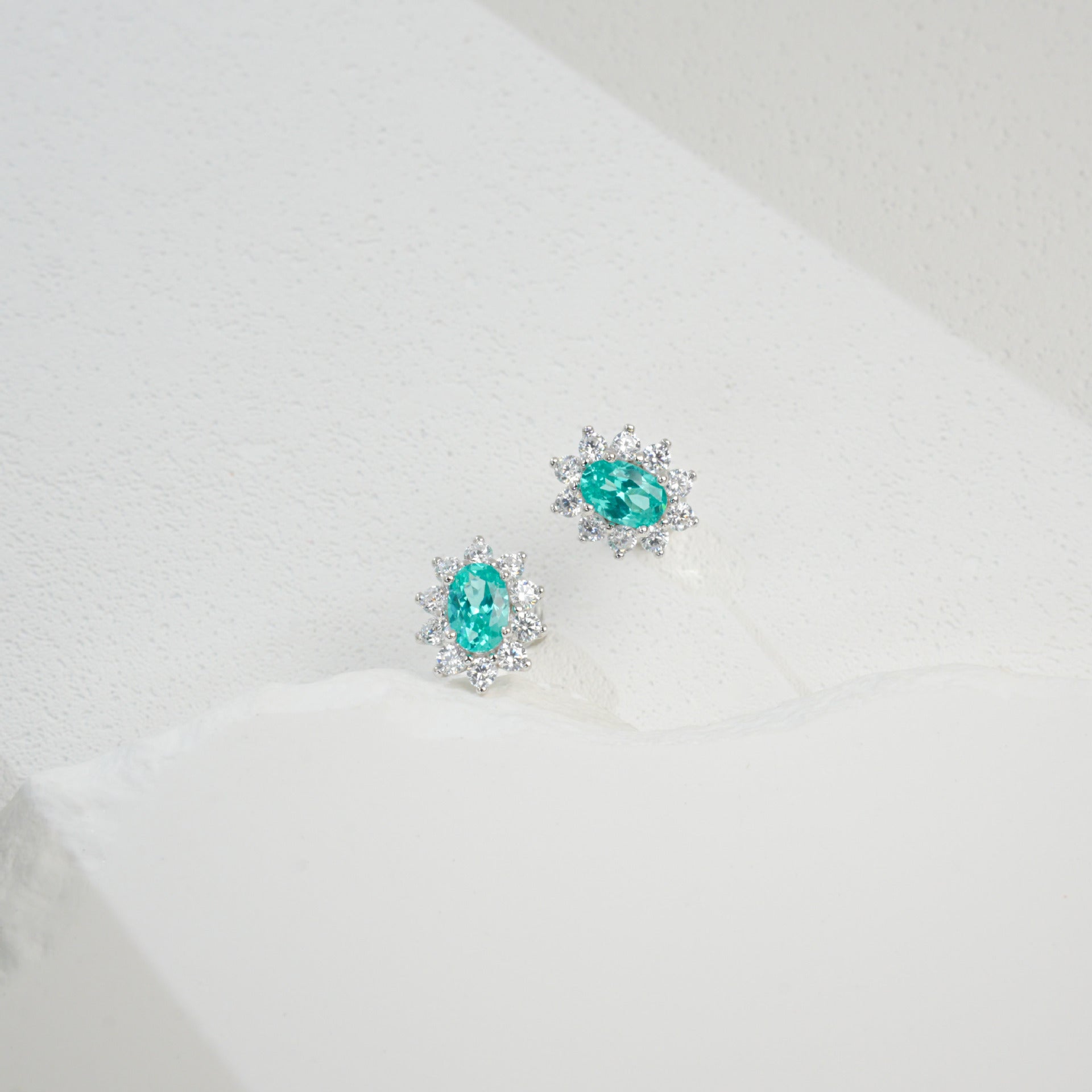 S925 Sterling Silver Paraiba Colour Tsavorite Earrings, Simple Versatile Premium - Photo 2