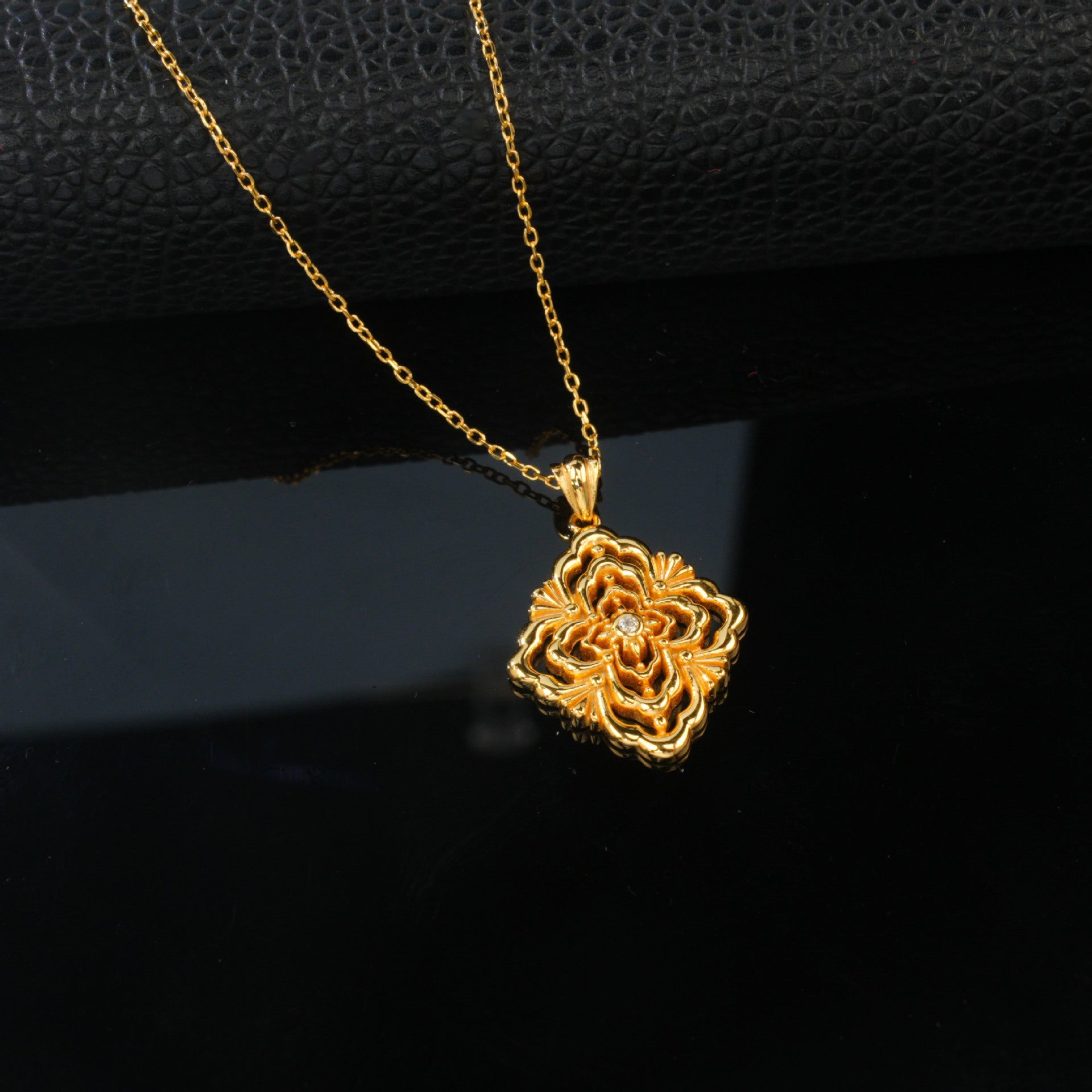 925 Sterling Silver Gold Pendant Choker Necklace, Vintage Gift - Photo 3