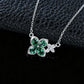 S925 Silver Lab Emerald Four-Petal Flower Necklace, Green Gemstone Butterfly - Photo 2