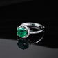 Lab Emerald Ring 925 Silver and Setting, Oval Geometric Classic - Photo 2