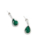 S925 Silver Teardrop Lab Emerald Diamond Halo Earrings, Evening Wedding Elegant - Photo 1