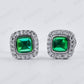 S925 Sterling Silver Lab Emerald Earrings, Premium - Photo 3