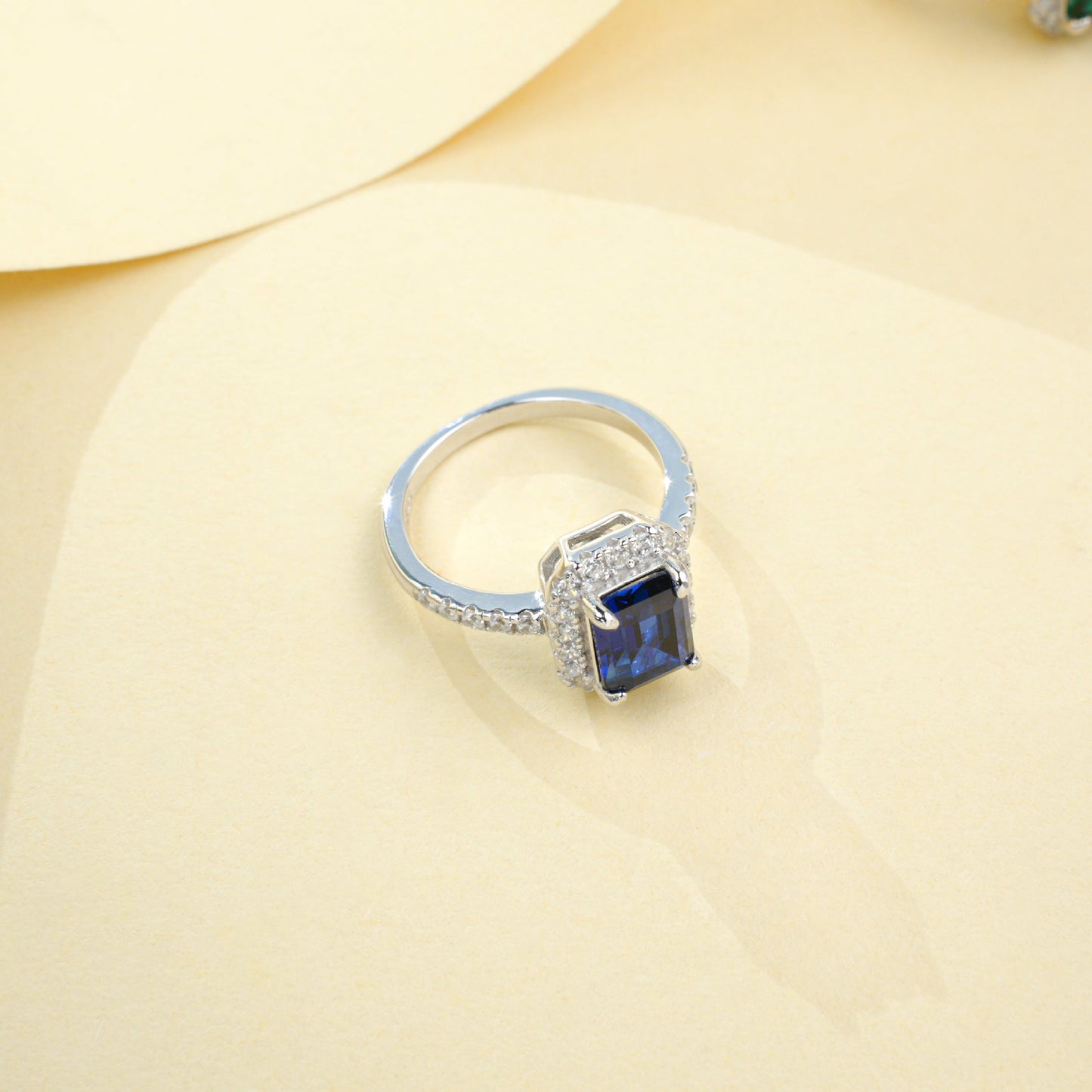 925 Sterling Silver Lab Sapphire Ring, Premium Gift for Women - Photo 3