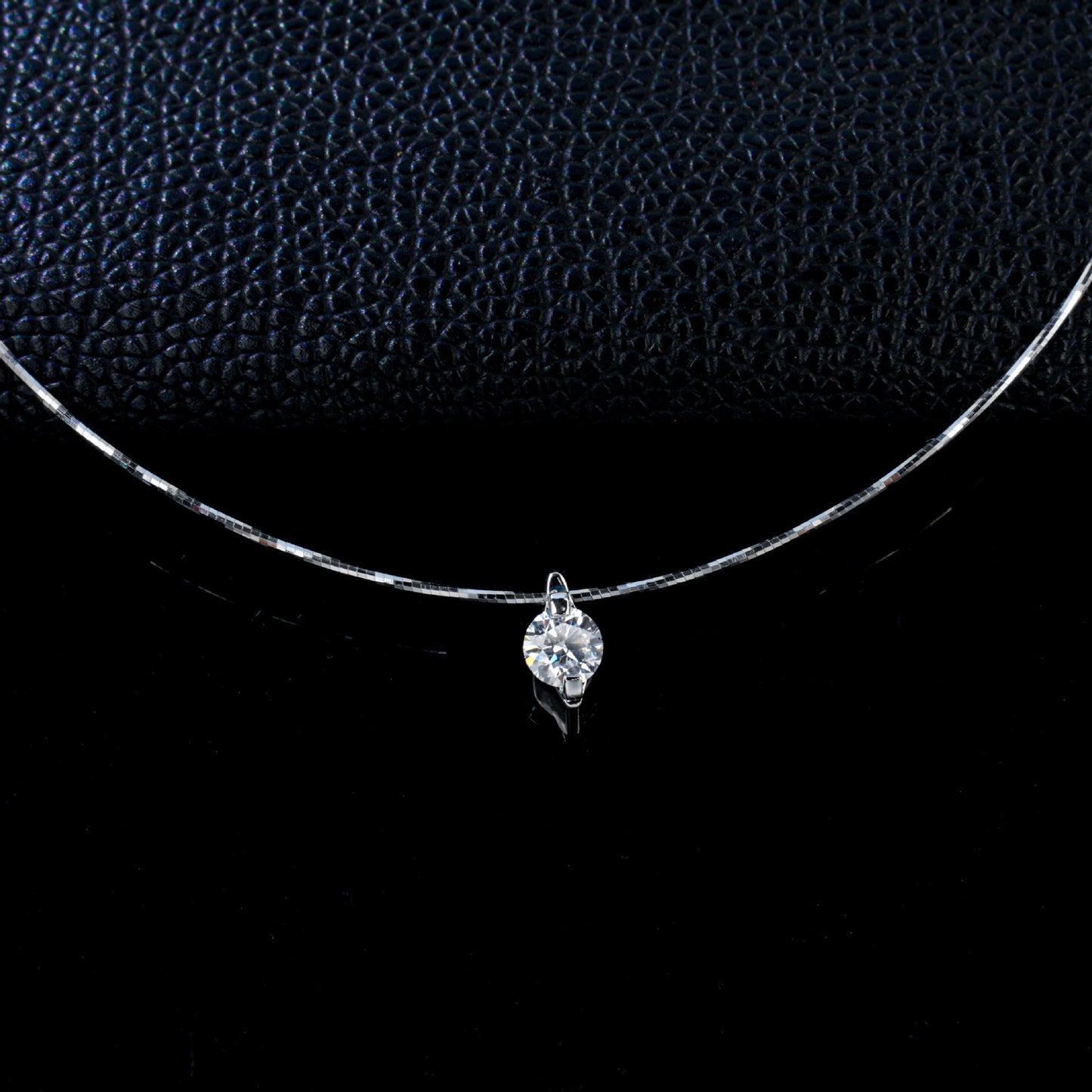 S925 Sterling Silver Solitaire Diamond Choker Necklace for Women, Minimalist - Photo 4