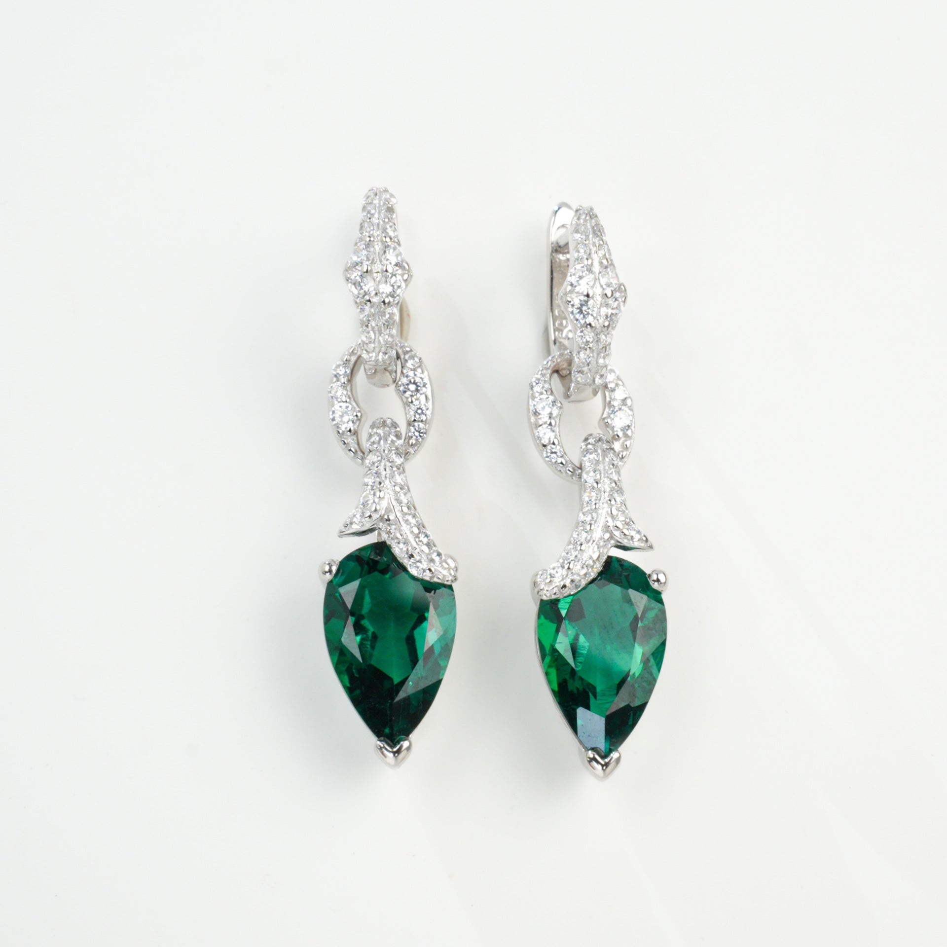 S925 Sterling Silver Lab Emerald Earrings, Versatile Birthday Gift - Photo 5