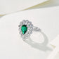 925 Sterling Silver Lab Emerald Teardrop Pear Ring, Vintage Palace for Women - Photo 3