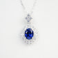 S925 Sterling Silver Royal Blue Lab Sapphire Pave Pendant Necklace, for Women - Photo 5