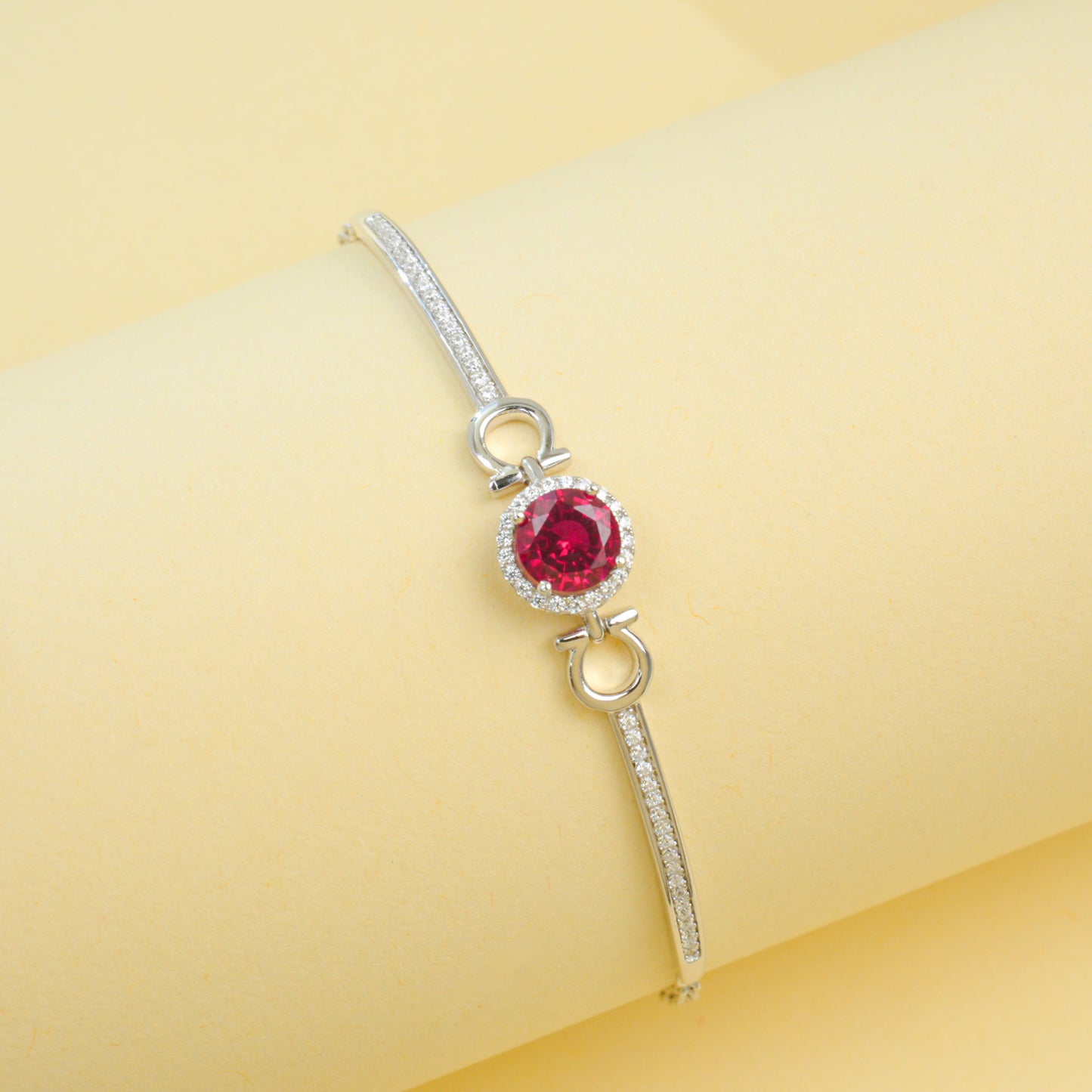 S925 Sterling Silver Lab Ruby Bracelet for Women, Unique Vintage - Photo 4