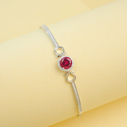 S925 Sterling Silver Lab Ruby Bracelet for Women, Unique Vintage - Photo 4