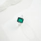 S925 Sterling Silver Lab Emerald Ring for Women, Minimalist Adjustable - Photo 4