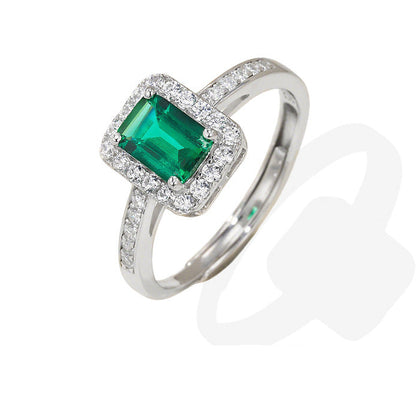 S925 Sterling Silver Lab Emerald Ring, Vintage - Photo 1