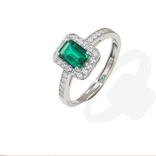 S925 Sterling Silver Lab Emerald Ring for Women, Vintage - Photo 2
