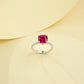 Lab coloured Gemstone Ring Premium Princess-Cut Ruby Silver, Birthday Gift for Bestie - Photo 4