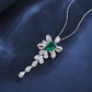 S925 Sterling Silver Lab Emerald Bowknot Tassel Teardrop Necklace, for Women - Photo 3