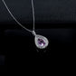 S925 Silver Pear Teardrop Lab Pink Gemstone Full-Halo Pendant Necklace, Birthday Gift - Photo 4