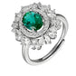 S925 Sterling Silver Lab Emerald Sunflower Halo Open Ring, for Women - Photo 5