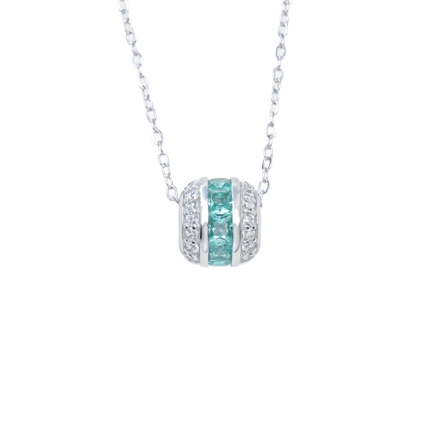 S925 Silver Paraiba Tube Pendant Necklace, Stone Necklace Diamond - Photo 5