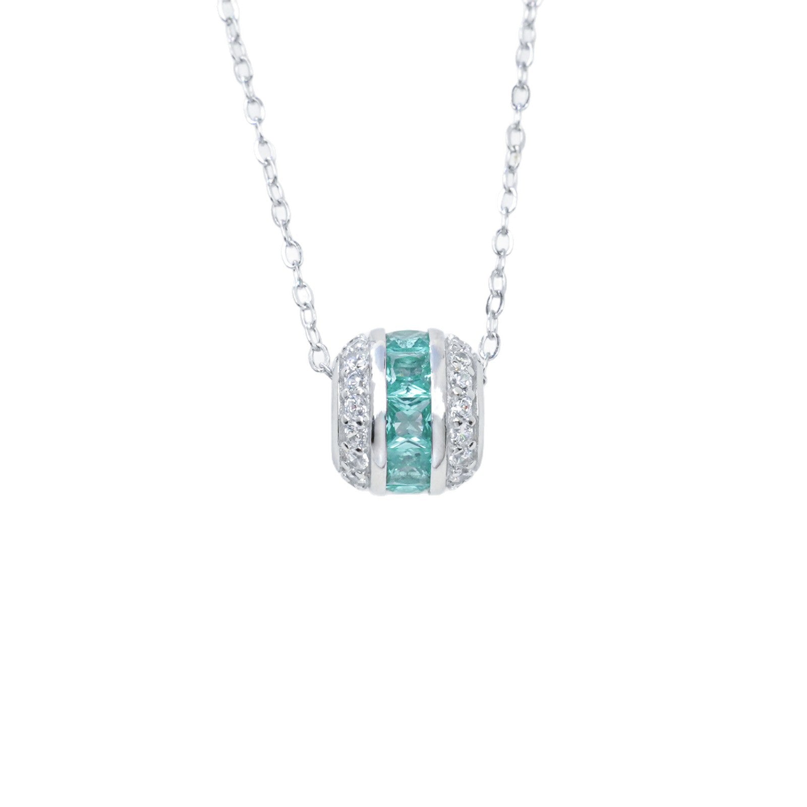 S925 Silver Paraiba Tube Pendant Necklace, Stone Necklace Diamond - Photo 5
