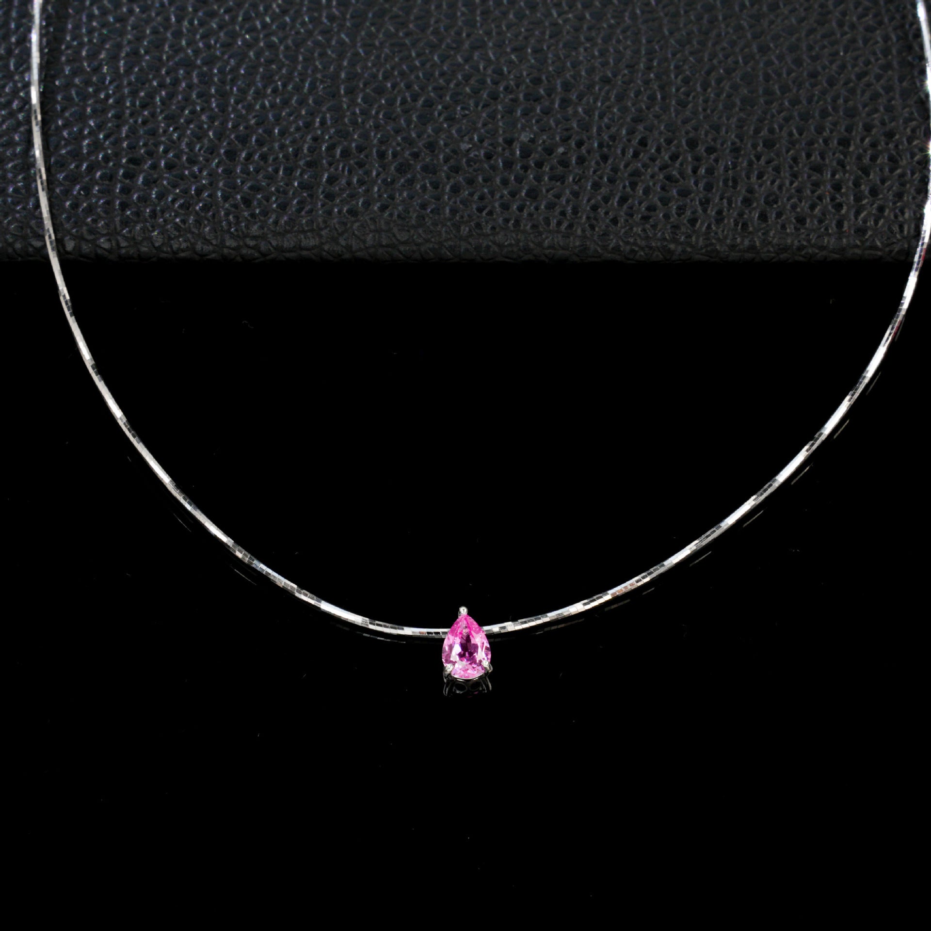 925 Sterling Silver Lab Padparadscha Teardrop Snake Chain Necklace, Premium Versatile - Photo 5