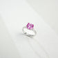 925 Sterling Silver Lab Padparadscha Cushion Pink Diamond Open Ring, Versatile for Women - Photo 3