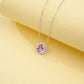 S925 Silver Classic Lab Pink Sapphire Single-Halo Necklace, Gentle Anniversary Gift - Photo 3