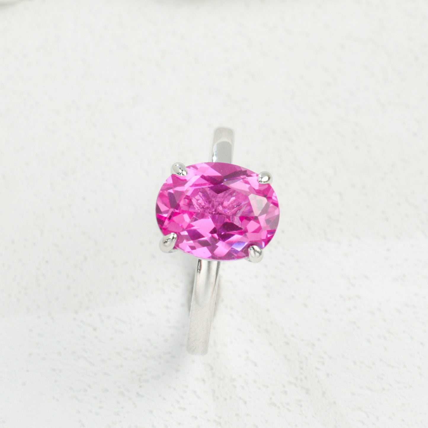 925 Sterling Silver Lab Padparadscha Ring, Minimalist Design Premium - Photo 5