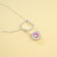 925 Sterling Silver Lab Padparadscha Square Pave Choker Necklace, Gentle - Photo 4
