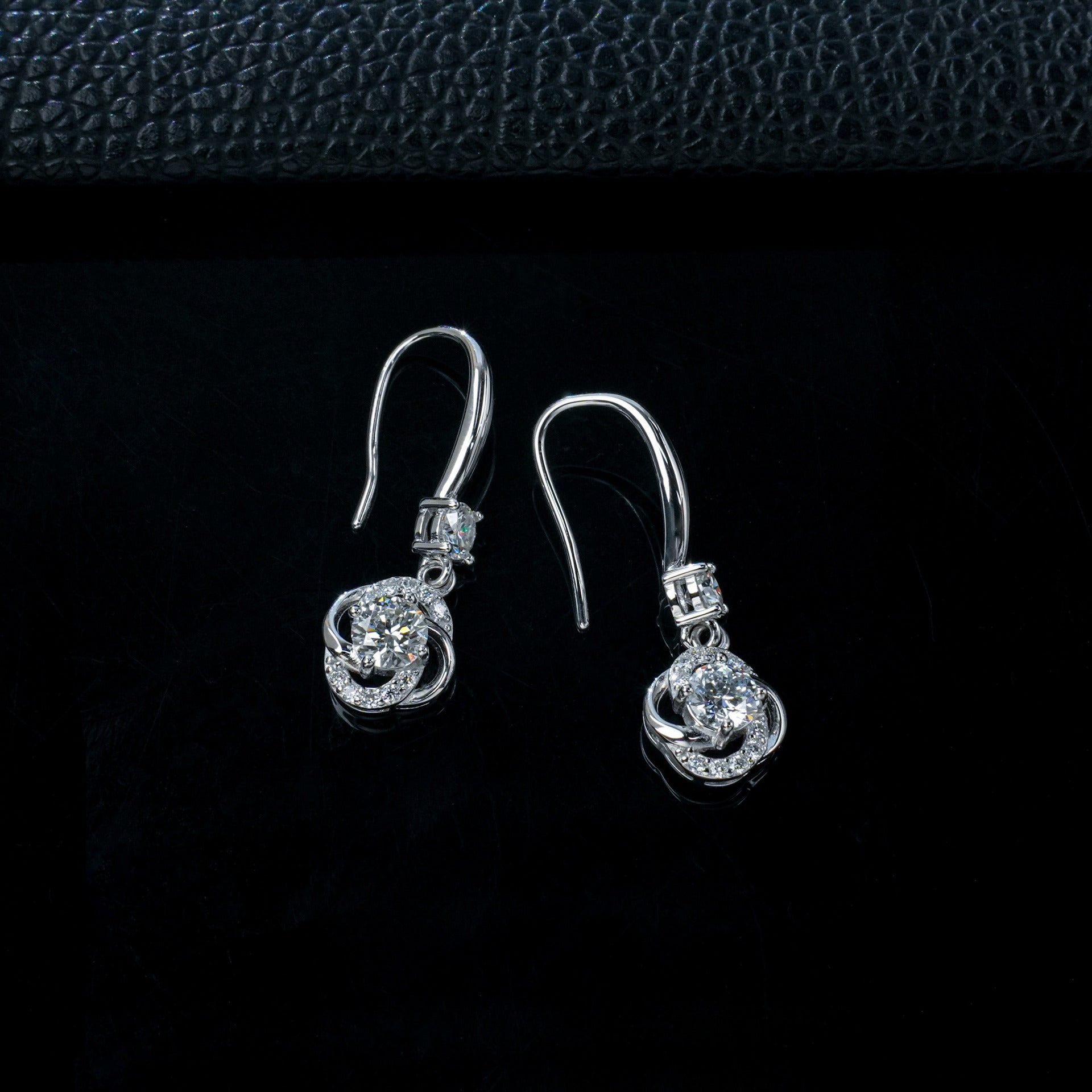 S925 Silver Spiral Wrap Lab Diamond Ear Hooks, Long Elegant Earrings - Photo 5