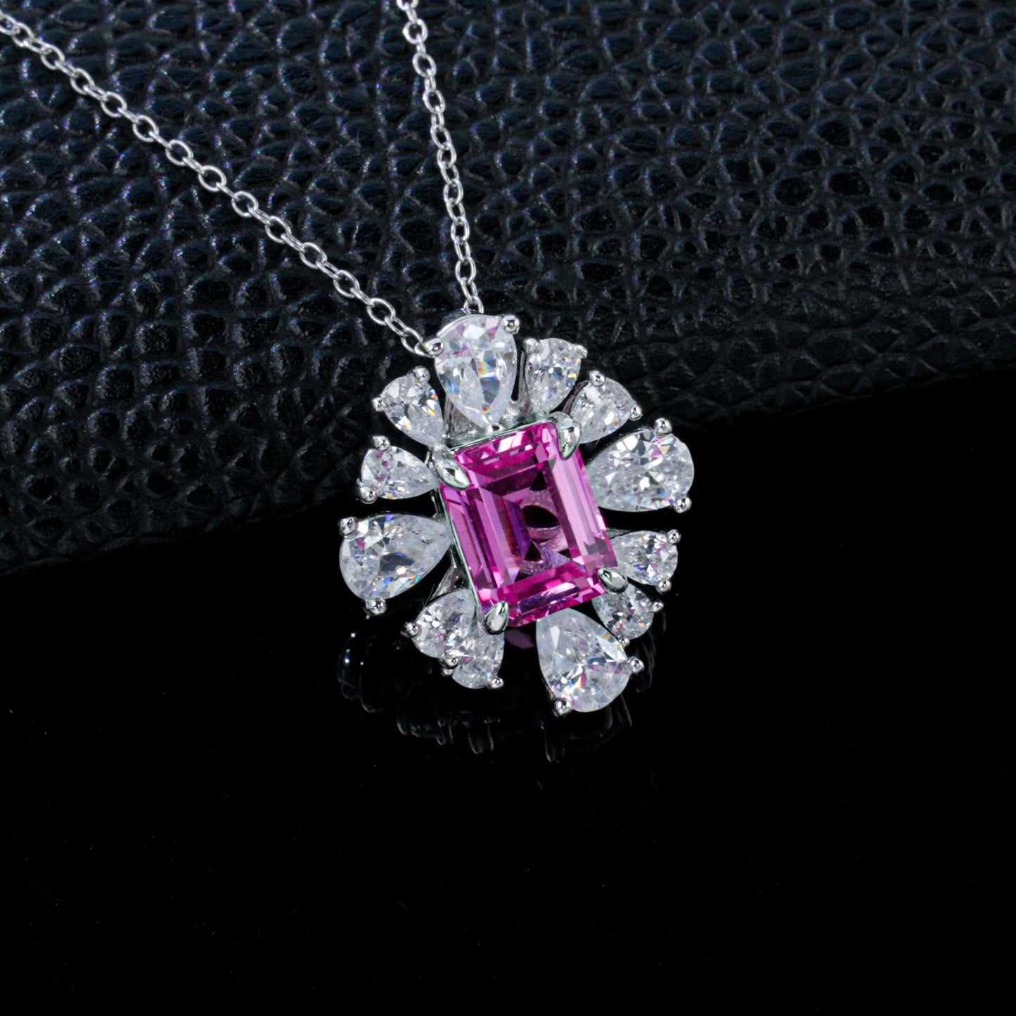 S925 Silver Lab Pink Sapphire Blooming Flower Wrap Necklace, Holiday Simple Bold - Photo 2