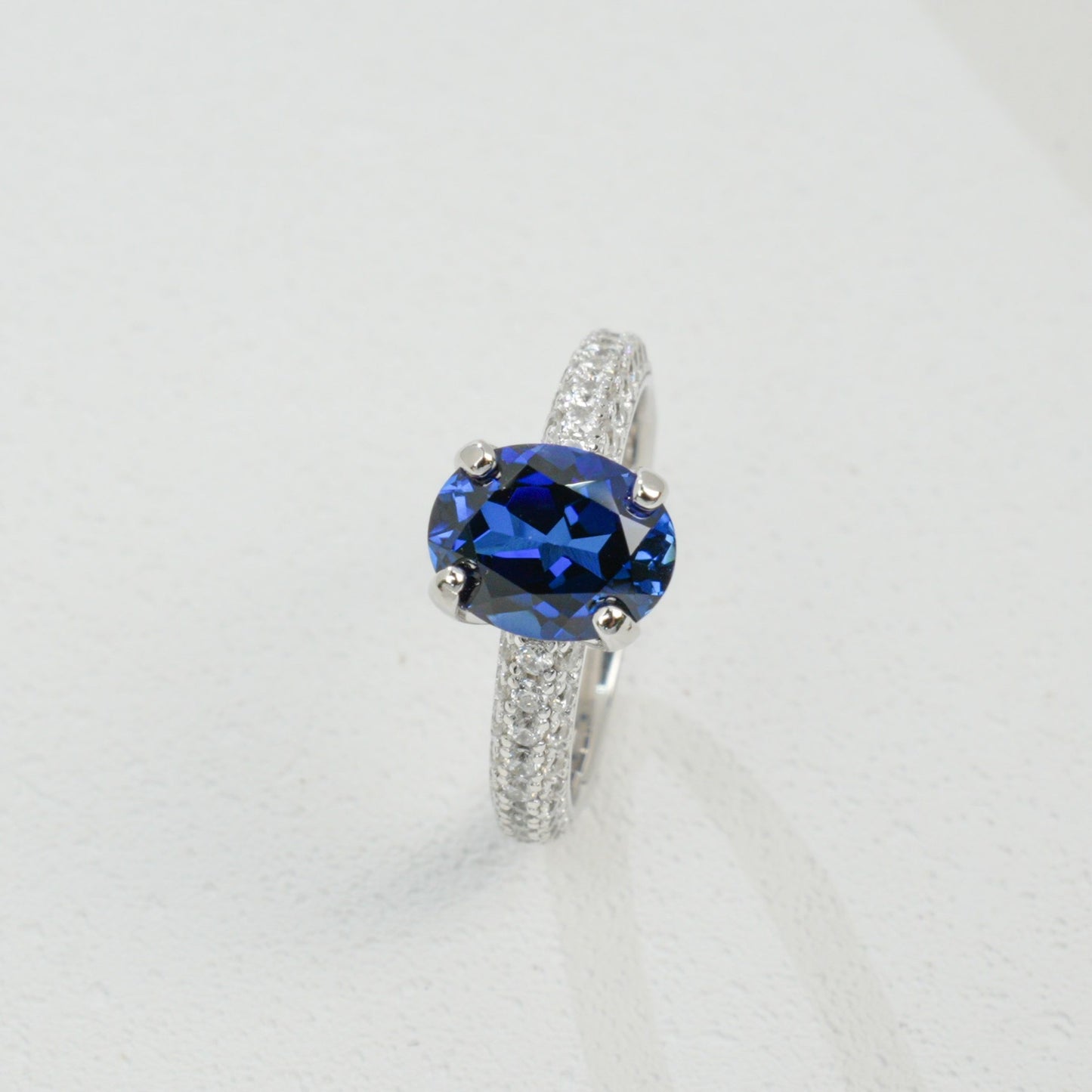 S925 Silver Sapphire Ring Lab coloured Gemstone Cut, Versatile - Photo 2