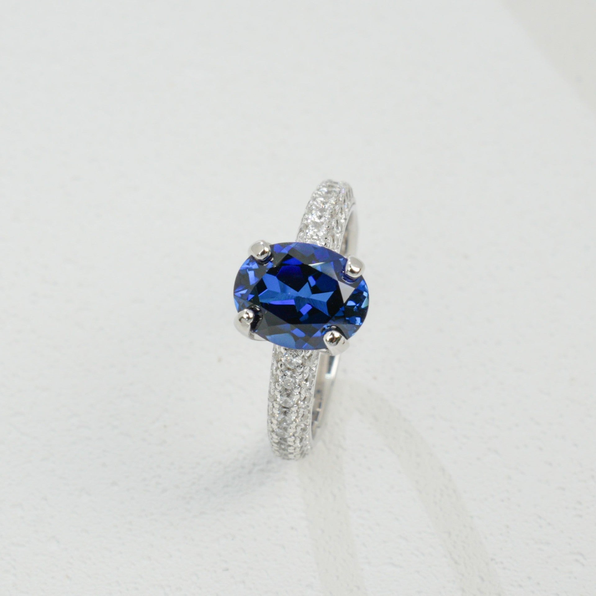 S925 Silver Sapphire Ring Lab coloured Gemstone Cut, Versatile - Photo 2
