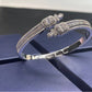 925 Sterling Silver Double-Ring Square Pave Bangle, Premium Delicate for Women - Photo 4