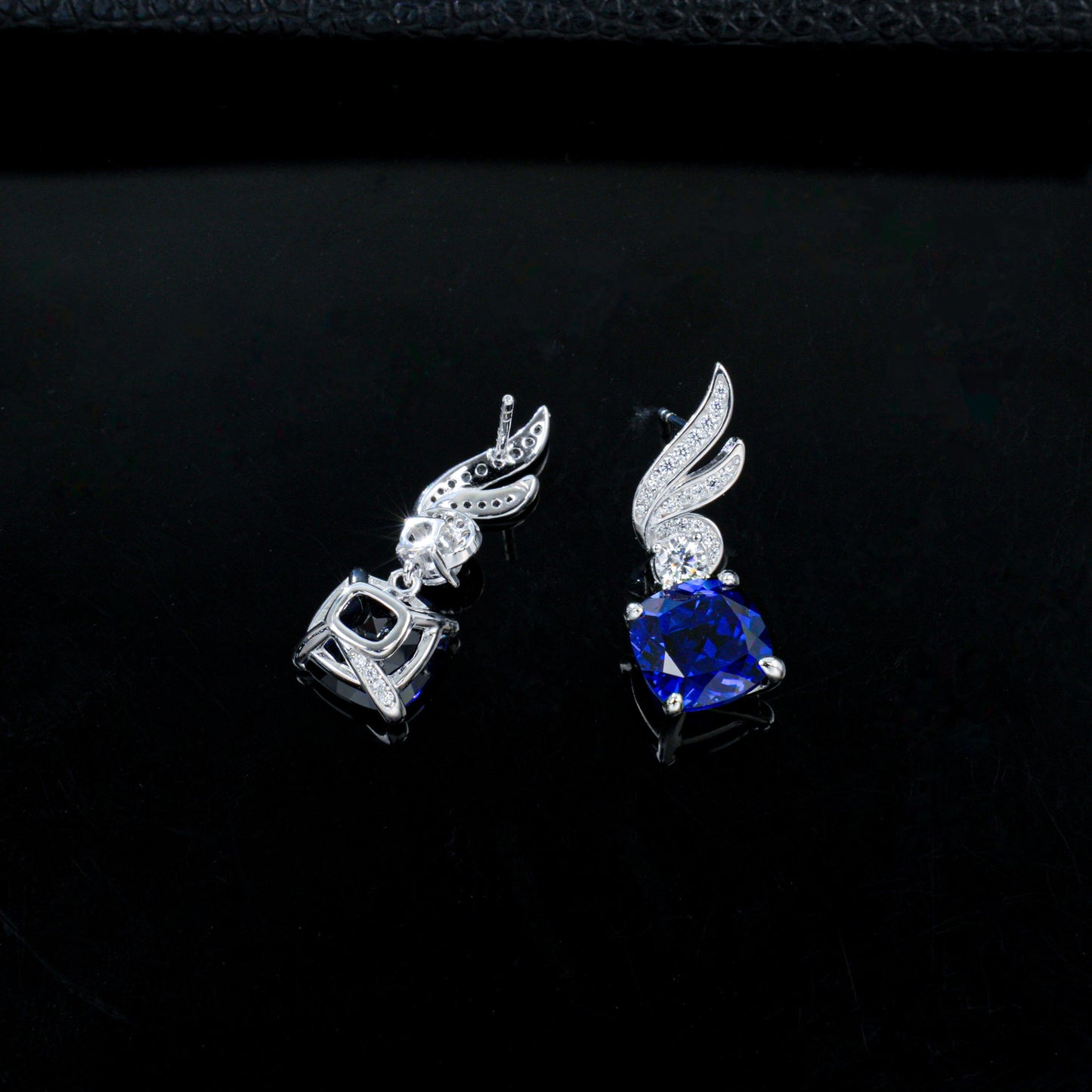925 Sterling Silver Lab Sapphire Earrings for Women, Zircon Drop Elegant - Photo 4