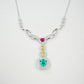 S925 Sterling Silver Emerald-Cut Gemstone Micro-Pave Pendant Choker Necklace, Versatile - Photo 2