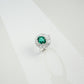 S925 Sterling Silver Lab Emerald Oval Halo Adjustable Open Ring, Vintage Versatile Gift - Photo 2