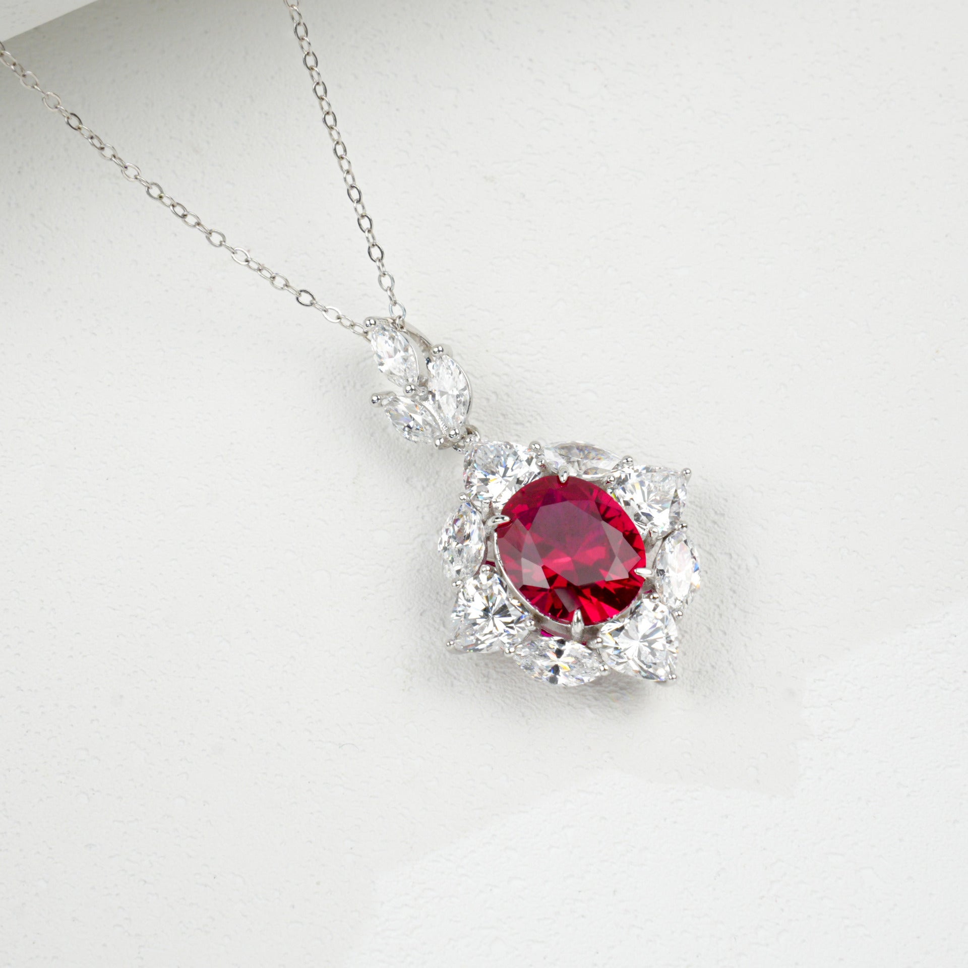 S925 Lab Pigeon Blood Ruby Ring, Elegant - Photo 3