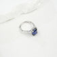 S925 Sterling Silver Lab Sapphire Ring 4-Claw Double-Side Full Diamond, Anniversary Versatile Elegant - Photo 4