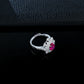 S925 Sterling Silver Lab Ruby Snowflake Open Ring - Photo 2