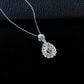 S925 Silver Teardrop Lab Emerald Double-Layer Halo Pendant Necklace, Palace Evening - Photo 4