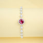 S925 Sterling Silver Lab Ruby Pave Halo Bracelet - Photo 3
