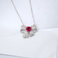 S925 Sterling Silver Lab Ruby Bow Full Diamond Choker, Versatile - Photo 2
