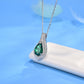 S925 Sterling Silver Lab Emerald Teardrop Pave Halo Necklace, for Women - Photo 3